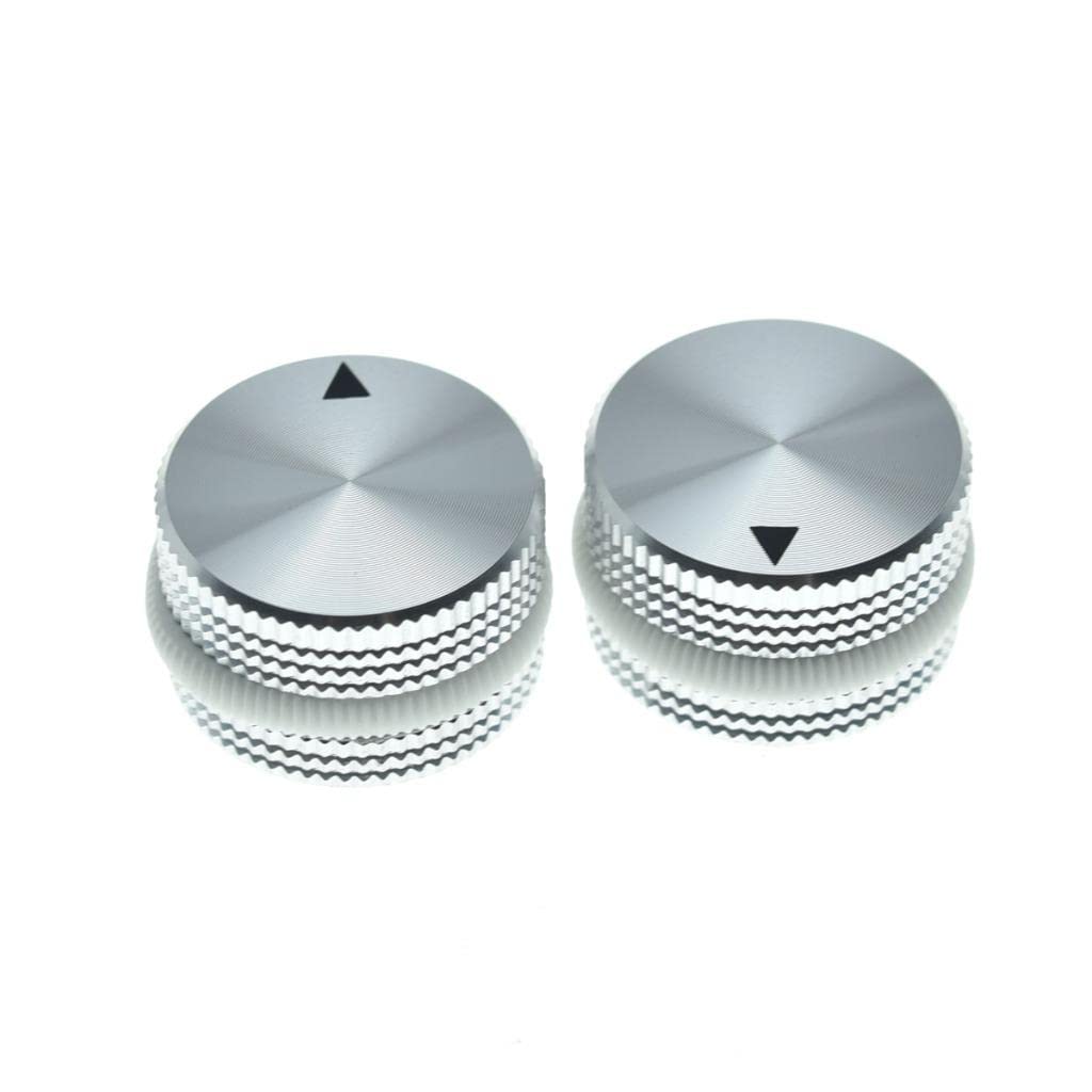 Kaish 2Pcs 63/64''(25Mm) Diam. Aluminium Potentiometer Knobs 1/4'' Universal Metal Pot Knobs For Guitar/Bass/Amps Amplifier/Powe